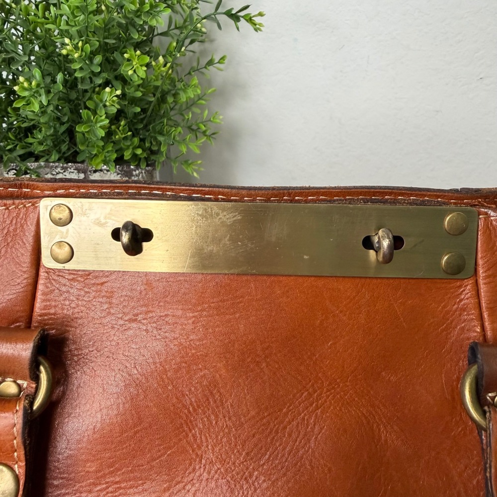 Patricia Nash Benvenuto Tote Bag Cognac Leather Studded Brass Heritage Academia - Picture 5 of 16